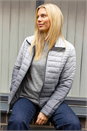 Light Grey Ombre Funnel Neck Padded Coat, Image 1 of 2