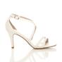 White AJVANI White High Heel Crossed Straps Buckle Sandals, Image 2 of 6
