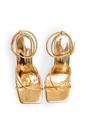 Gold Bree Gold PU Square Toe Mid Stiletto Heels, Image 3 of 4