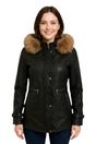 Charcoal Leather Hooded Parka Jacket-Charleville, Image 1 of 6