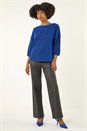 Blue Metallic Textured Stretch Top, Image 2 of 5
