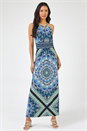 Blue Boho Print Halterneck Maxi Dress, Image 1 of 5