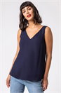 Navy V-Neck Sleeveless Vest Top, Image 1 of 4
