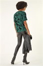 Green Floral Jersey Stretch Top, Image 4 of 5