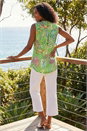 Lime Burnout Tropical Pintuck Shirt, Image 3 of 4