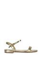 Gold XY LONDON Gold 'Hallie' Open Toe Flat Strappy Sandals With Ankle Strap, Image 1 of 6