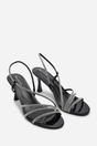Black Gloria Diamante Strappy Low Heeled Sandals, Image 4 of 6