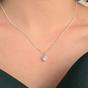 Silver Mini Heart Silver Diamond April Birthstone Necklace, Image 2 of 4