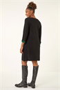Forest  Contrast Sleeve Knitted Shift Dress, Image 3 of 5
