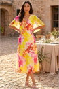 Pink Abstract Printed Cape Dress, Image 1 of 3