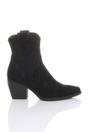 Black AJVANI Black Mid Cuban Heel Pointed Toe Western Cowboy Ankle Boots, Image 2 of 4