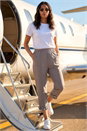 Taupe Contrast Trim Cropped Trouser, Image 1 of 4
