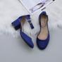 Navy Blue AJVANI Navy Blue Mid Block Heel Ankle Strap 2 Part Heels, Image 4 of 6