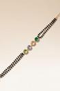 Black Minimalistic Black Beaded Multicolour Stone Slim Mangalsutra bracelet, Image 1 of 1