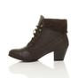 Brown AJVANI Brown Mid Cuban Heel Pixie Lace Up Granny Ankle Boots, Image 3 of 7