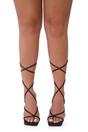 Black Strappy Stiletto Square Toe Heels - Danira, Image 1 of 3