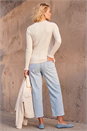 Ivory  Woven Trim Ribbed Knit Jumper, Image 2 of 4