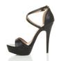 Black AJVANI Black High Heel Crossed Straps Platform Sandals, Image 3 of 6