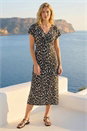 Black Abstract Spot Print Back Detail Dress, Image 1 of 4