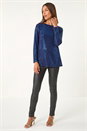 Navy  Sparkly Cowl Back Tunic Top , Image 2 of 5
