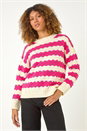 Cerise Wave Colour Block Knit Jumper, Image 1 of 5