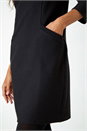 Black Ribbed Pocket Detail Stretch Shift Dress, Image 5 of 5