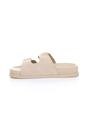 Beige AJVANI Beige Flatform Double Buckle Footbed Sandals, Image 3 of 4