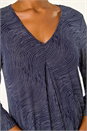 Navy  Spot Print Pleat Front Tunic Top, Image 1 of 5