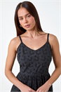 Black Petite Tie Detail Broderie Dress, Image 4 of 5