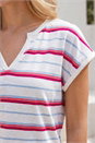 Ivory  Petite Stripe V-Neck T-Shirt, Image 4 of 4