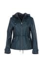 Navy 'Anne' Leather Jacket with Adjustable Waist String, Image 2 of 5