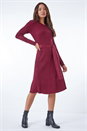 Wine Belted Knitted Midi Dress, Image 1 of 5