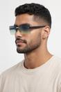 Black Square Rimless Sunglasses with Ombre Lens, Image 2 of 2