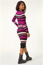 Wine Dusk Striped Knit Bodycon Midi Dress, Image 3 of 5