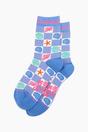 Blue Seashell Checkerboard Bamboo Socks in Blue, Image 3 of 4