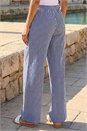 Navy  Stripe Wide Leg Trouser, Image 3 of 4