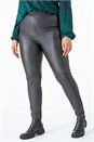 Black Curve Faux Leather Elastic Waist Trousers , Image 4 of 4