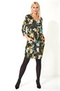 Green Leaf Print 3/4 Sleeve Slouch Dress, Image 2 of 5
