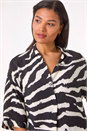 Black Zebra Print Shirt Dress, Image 4 of 5
