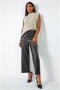 Black Faux Leather Wide Leg Crop Trousers, Image 1 of 6