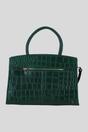 Green Real Leather Structured Handbag with Detachable Strap, Image 3 of 4