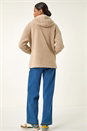 Stone Hooded Borg Zip Through Jacket, Image 3 of 6