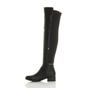 Black AJVANI Black Elastic Gold Zip Over The Knee Boots, Image 3 of 6