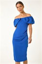 Blue Bardot Stretch Midi Dress, Image 1 of 5
