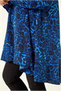 Royal Blue Curve Animal Print Longline Tunic Shirt, Image 5 of 5