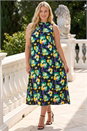 Green Curve Highneck Floral Midi Dress, Image 3 of 4