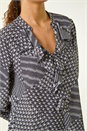Black Houndstooth Print Ruffle Top, Image 5 of 5