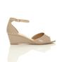 Natural AJVANI Natural Mid Wedge Heel Ankle Strap Sandals, Image 2 of 6