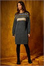 Dark Grey Nordic Print Knitted Jumper Dress, Image 7 of 7