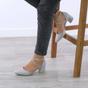 Grey Mid Block Heel Crossed Strap Pointed Toe 2 Part Heels, Image 5 of 6